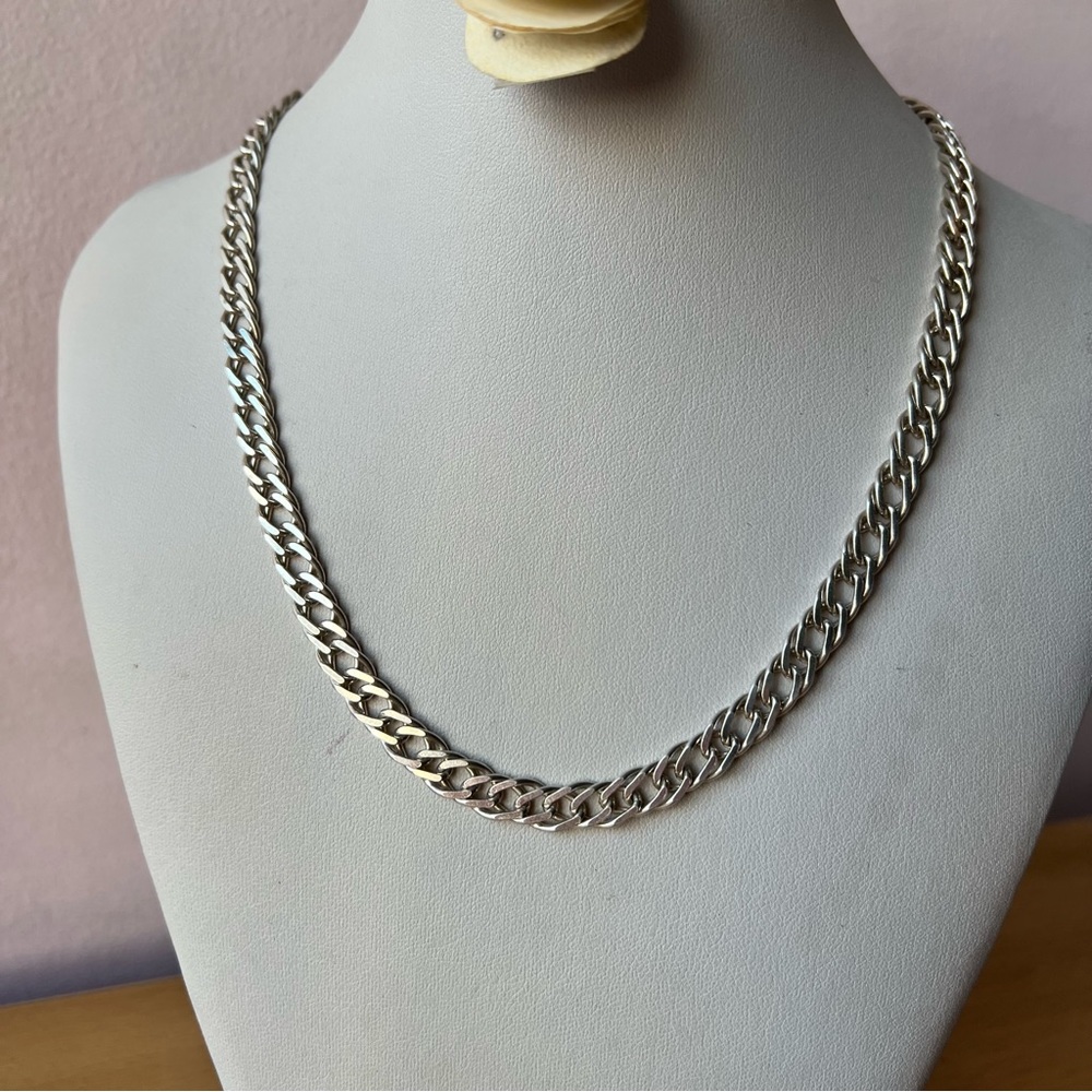Vintage heavy wide intricate weave wide necklace 925 sterling